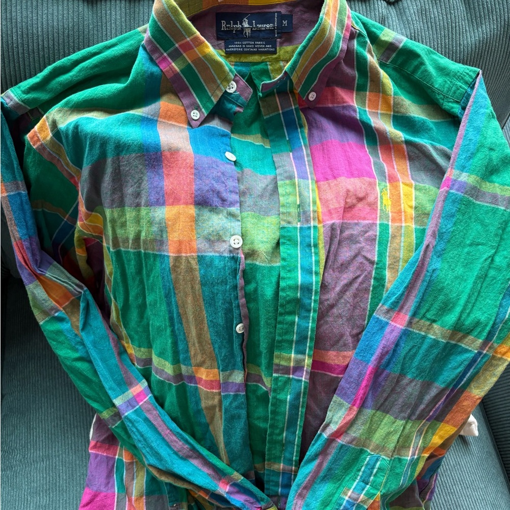 Ralph Lauren Men’s Multicolor Plaid Button-Down Shirt - Green